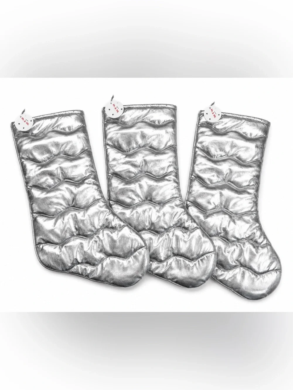 **Set of 3** Target Silver Quilted Christmas Stocking Holiday Decoration